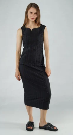 Rundholz Black Label Dresses^PRE-ORDER - Fitted Sleeveless Dress in Offwhite (Pictured in Black)