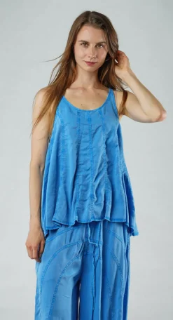 Rundholz Black Label Tops^PRE-ORDER - Flared Hem Vest Top in Navy Pigment (Pictured in Malibu Pigment)