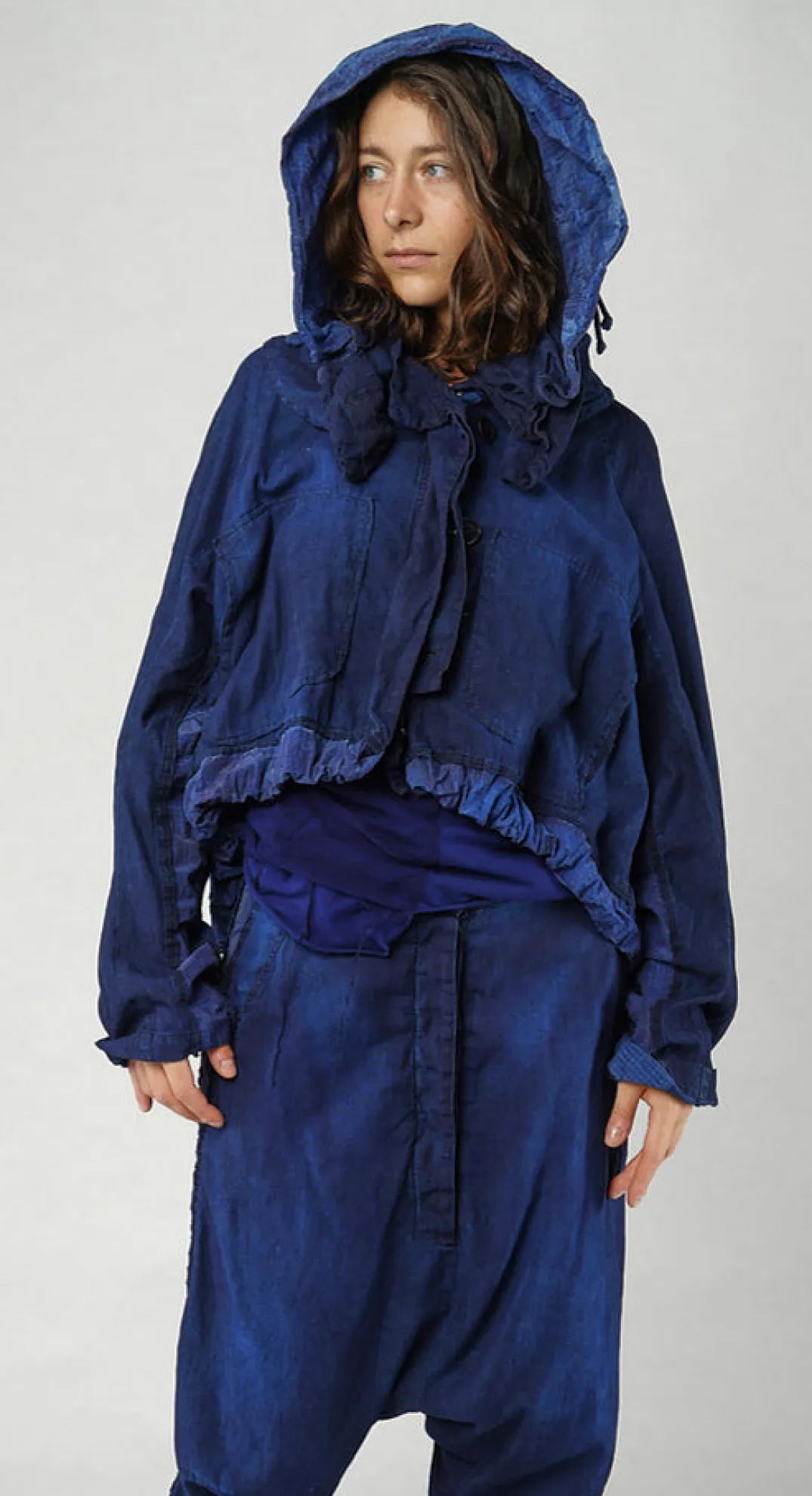 Rundholz Dip Jackets^PRE-ORDER - Hooded Dipped Back Jacket in Ocean Dye