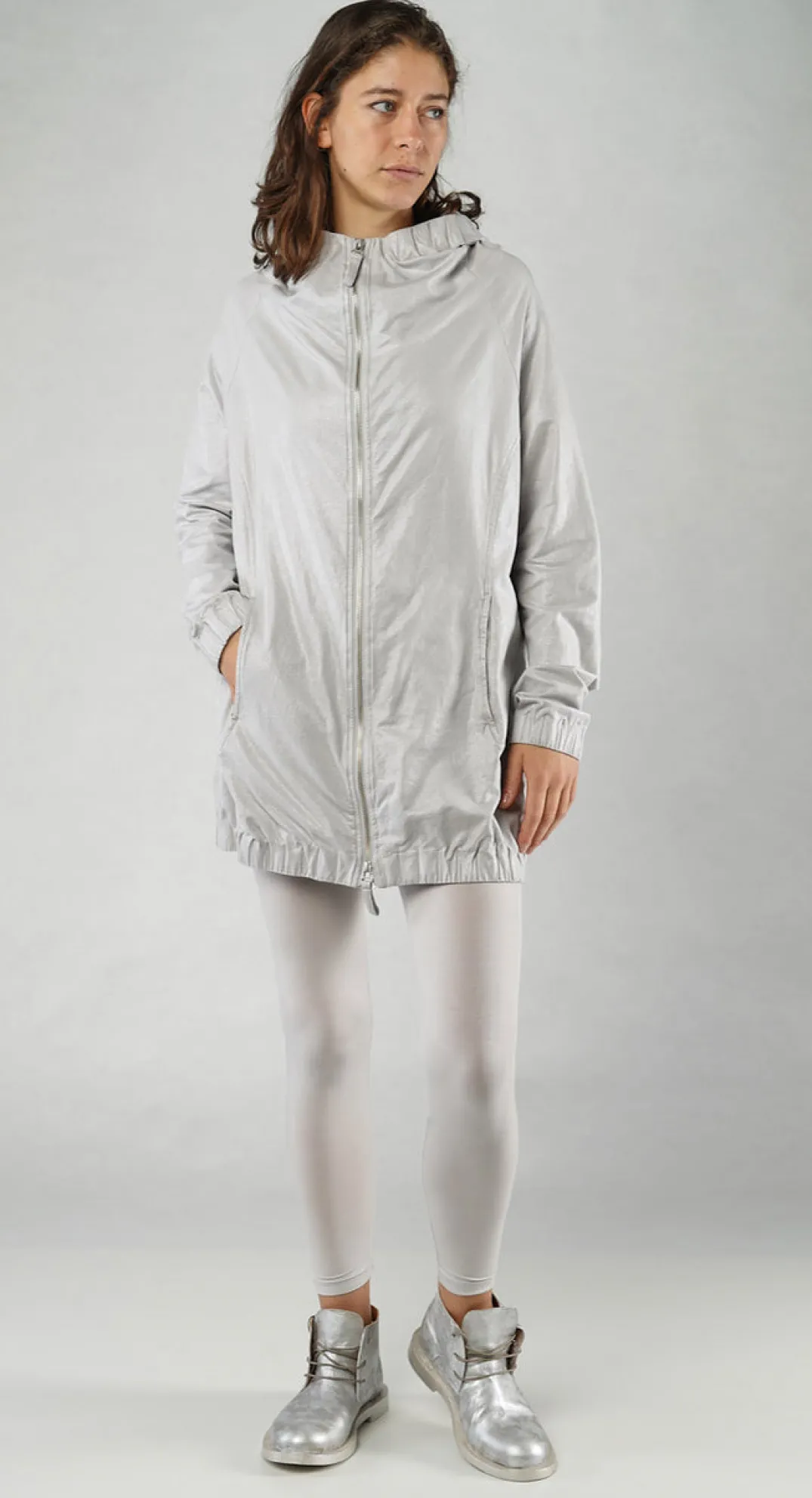 Rundholz Mainline Jackets^PRE-ORDER - Hooded Longline Jacket in Moon Sparkle (Pictured in Starwhite Sparkle)