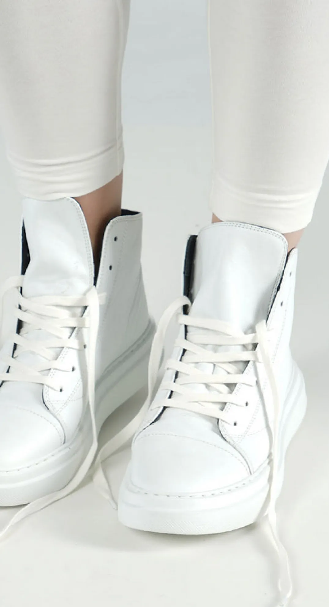 Rundholz Black Label Boots^PRE-ORDER - Lace Up High Top Pumps in Grey (Pictured in Offwhite)