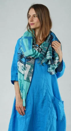 Rundholz Black Label Scarves^PRE-ORDER - Lightweight Cotton Scarf in Navy Print (Pictured in Colorful)