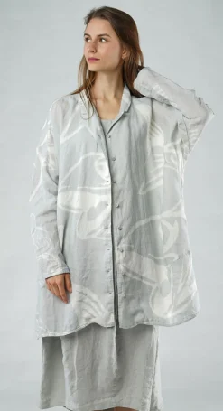 Rundholz Black Label Dresses^PRE-ORDER - Linen Shirt Dress in Malibu (Pictured in Grey Print)