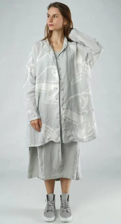 Rundholz Black Label Dresses^PRE-ORDER - Linen Shirt Dress in Black Print (Pictured in Grey Print)
