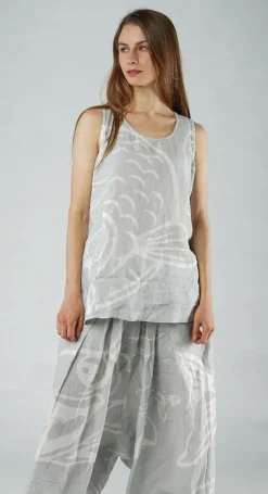 Rundholz Black Label Tops^PRE-ORDER - Linen Vest Top in Black Print (Pictured in Grey Print)