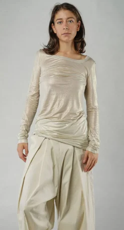 Rundholz Mainline Tops^PRE-ORDER -  Long Sleeve Metallic T-Shirt in Black Sparkle (Pictured in Galaxy Sparkle)