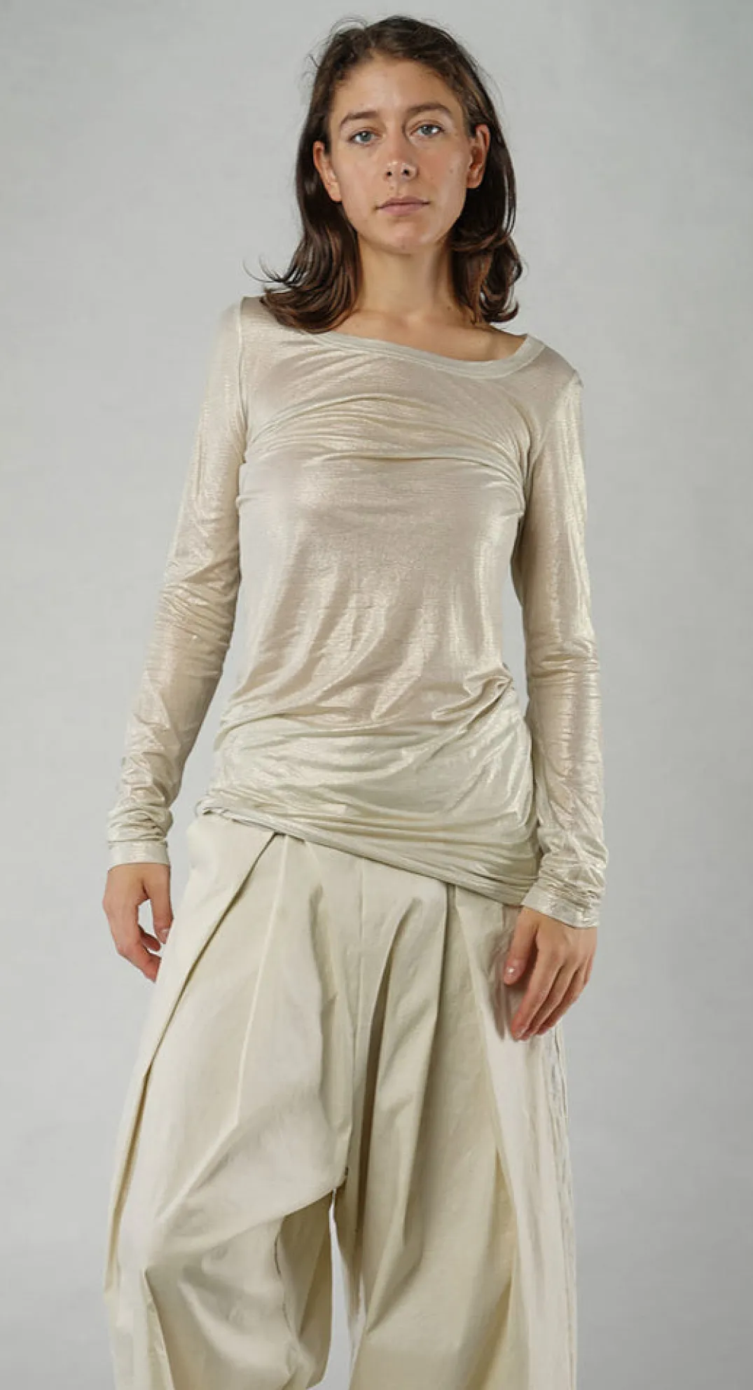 Rundholz Mainline Tops^PRE-ORDER - Long Sleeve Metallic T-Shirt in Black Sparkle (Pictured in Galaxy Sparkle)