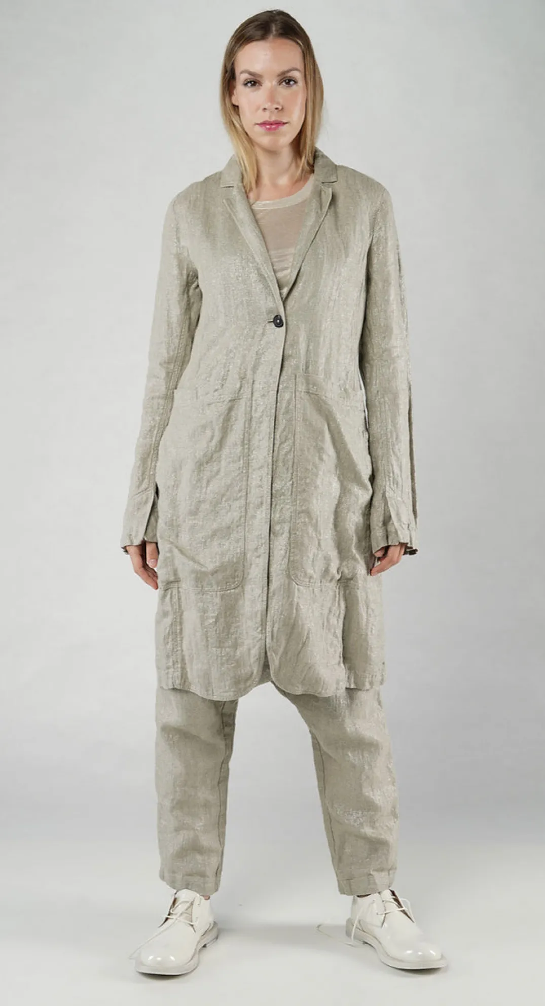 Rundholz Mainline Coats^PRE-ORDER - Longline Single Button Coat in Dust Sparkle