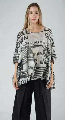 Rundholz Black Label Tops^PRE-ORDER - Oversized Lightweight Cotton Top in Navy Print (Pictured in Black Print)
