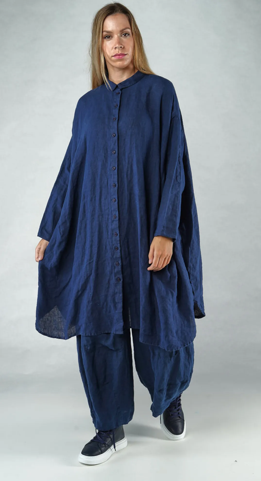 Rundholz Black Label Dresses^PRE-ORDER - Oversized Linen Shirt Dress in Grey (Pictured in Navy)
