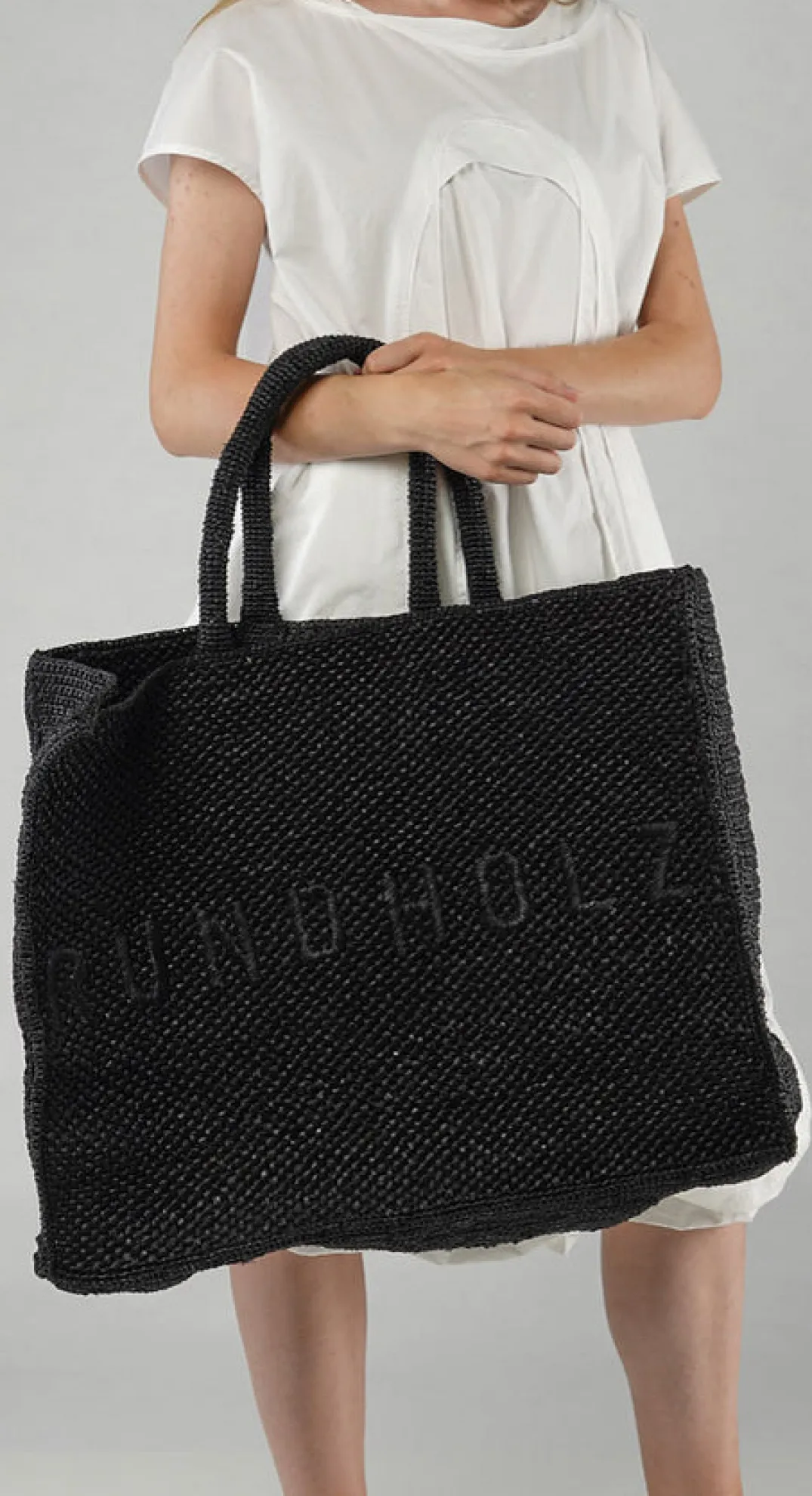 Rundholz Mainline Bags^PRE-ORDER - Oversized Raffia Tote Bag in The (Pictured in Black)
