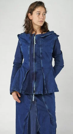 Rundholz Dip Jackets^PRE-ORDER - Panelled Denim Jacket in Mandarine Dye (Pictured in Stonewash)
