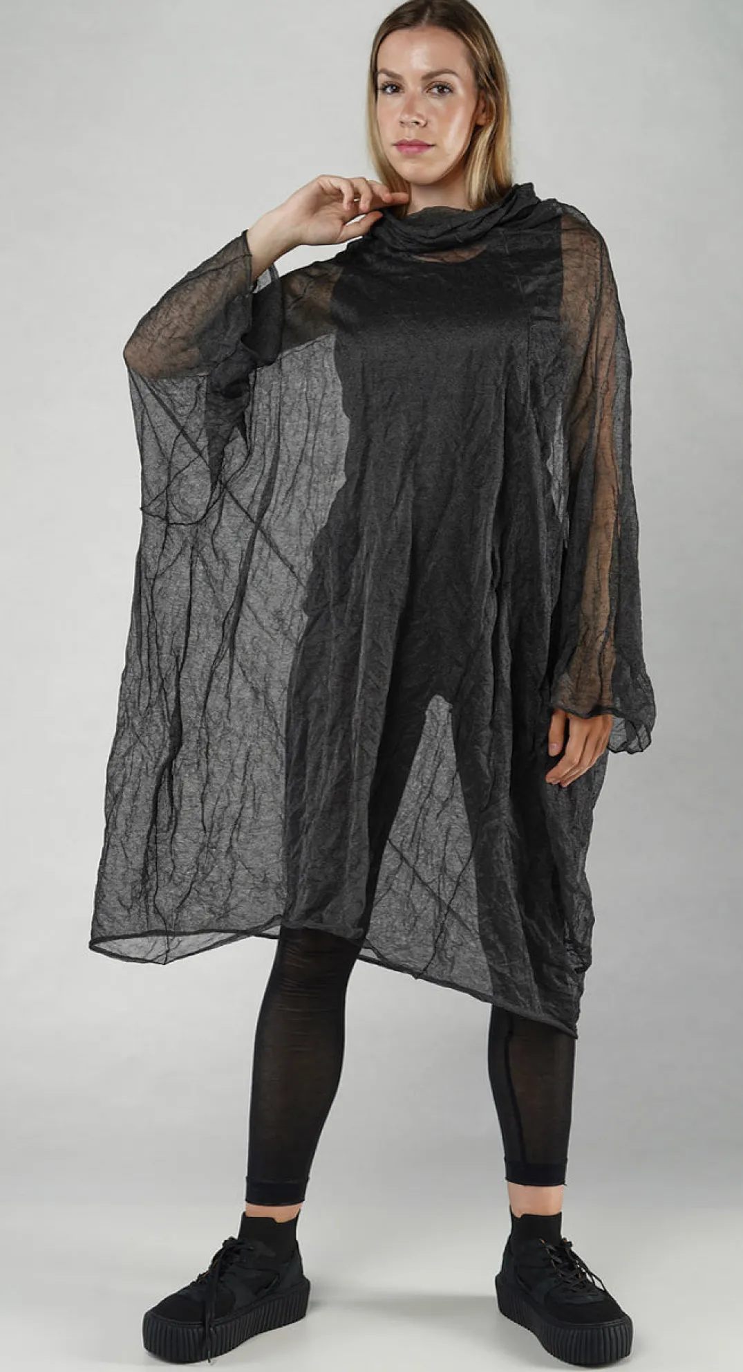 Rundholz Mainline Dresses^PRE-ORDER - Sheer Knitted Dress in Moon Mel (Pictured in Black Mel)