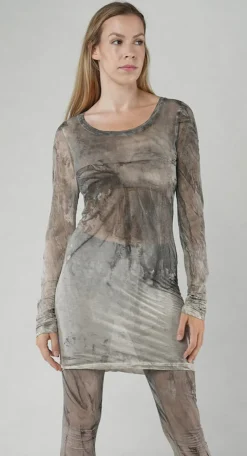 Rundholz Mainline Tops^PRE-ORDER -  Sheer Print T-Shirt in Asteroid Pigment