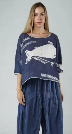 Rundholz Black Label Jumpers^PRE-ORDER - Short Pullover in Aqua Print (Pictured in Navy Print)