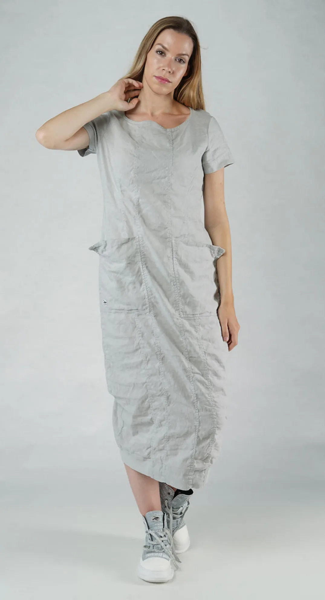 Rundholz Black Label Dresses^PRE-ORDER - Short Sleeve Fitted Dress in Grey