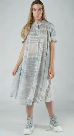 Rundholz Black Label Dresses^PRE-ORDER - Short Sleeve Lightweight Shirt Dress in Grey Print