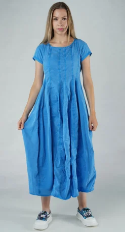 Rundholz Black Label Dresses^PRE-ORDER - Short Sleeve Tulip Hem Dress in Navy Pigment (Pictured in Malibu Pigment)