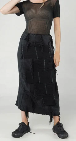 Rundholz Dip Skirts^PRE-ORDER - Shredded Front Skirt in Mandarine (Pictured in Black)