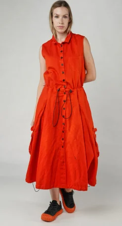 Rundholz Dip Dresses^PRE-ORDER - Sleeveless Button-Down Dress in Ink (Pictured in Mandarine)