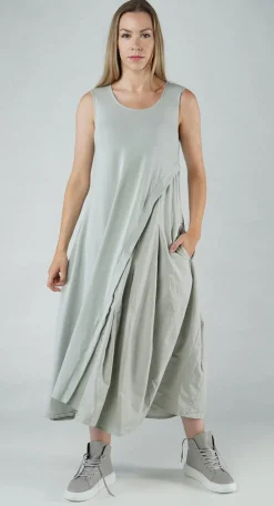 Rundholz Black Label Dresses^PRE-ORDER - Sleeveless Dress with Flared Insert in Malibu (Pictured in Grey)