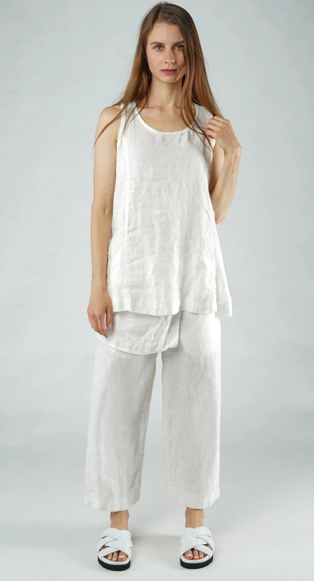 Rundholz Black Label Tops^PRE-ORDER - Sleeveless Linen Top in Offwhite