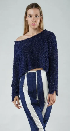Rundholz Black Label Jumpers^PRE-ORDER - Textured Cropped Jumper in Black (Pictured in Navy)