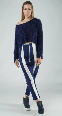 Rundholz Black Label Jumpers^PRE-ORDER - Textured Cropped Jumper in Offwhite (Pictured in Navy)