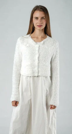 Rundholz Black Label Cardigans^PRE-ORDER - Textured Cropped Cardigan in Offwhite
