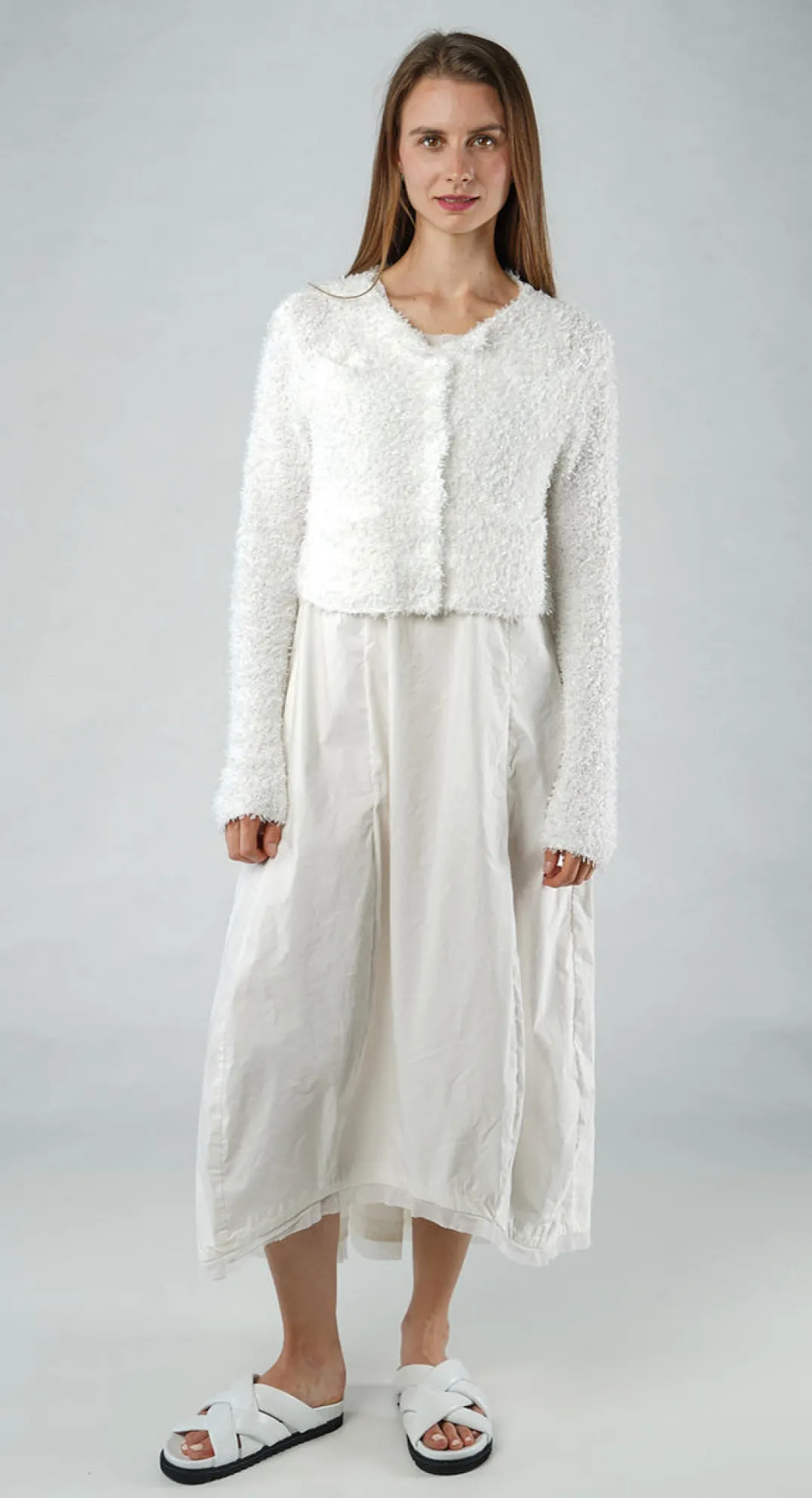 Rundholz Black Label Cardigans^PRE-ORDER - Textured Cropped Cardigan in Offwhite