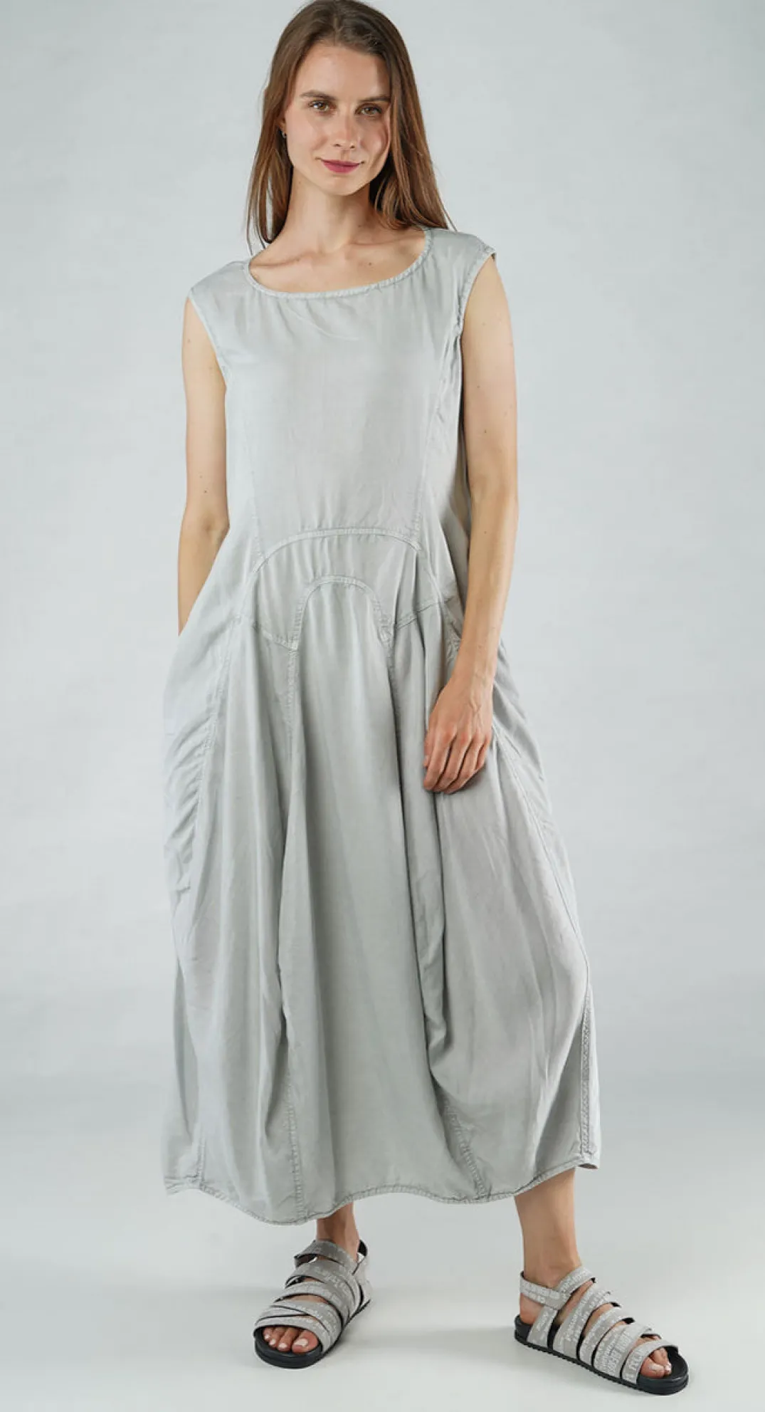 Rundholz Black Label Dresses^PRE-ORDER - Tulip Dress with Curved Seams in Navy Pigment (Pictured in Grey Pigment)