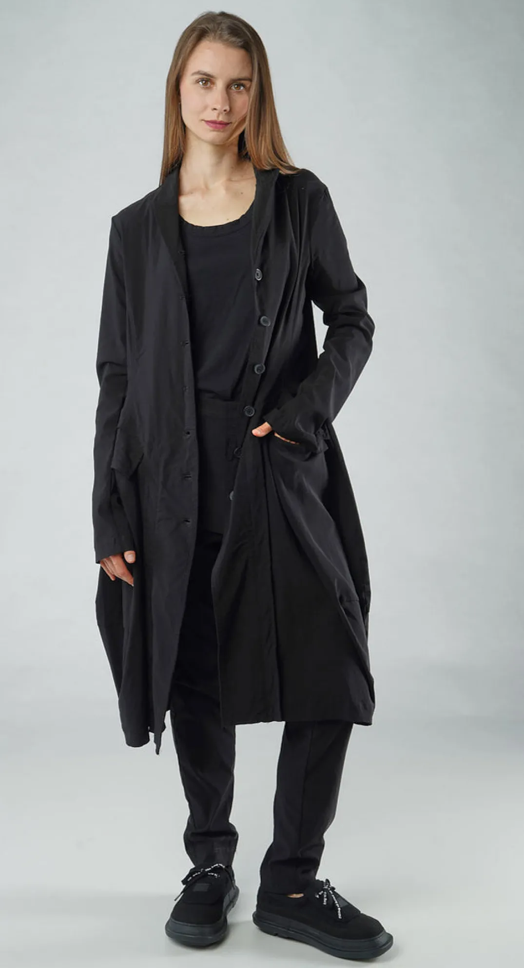 Rundholz Black Label Coats^PRE-ORDER - Tulip Hem Coat in Navy (Pictured in Black)