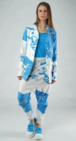 Rundholz Black Label Jackets^PRE-ORDER - Tulip Hem Jacket in Aqua Print (Pictured in Malibu Print)