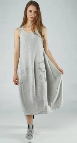 Rundholz Black Label Dresses^PRE-ORDER - Tulip Hem Linen Dress in Navy (Pictured in Grey)