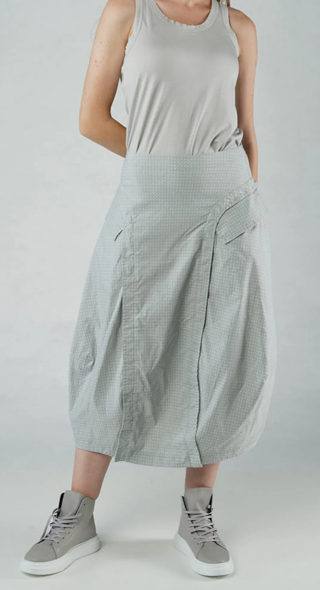 Rundholz Black Label Skirts^PRE-ORDER - Tulip Skirt with Front Panel in Navy Check (Pictured in Grey Check)
