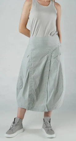 Rundholz Black Label Skirts^PRE-ORDER - Tulip Skirt with Front Panel in Grey Print (Pictured in Grey Check)