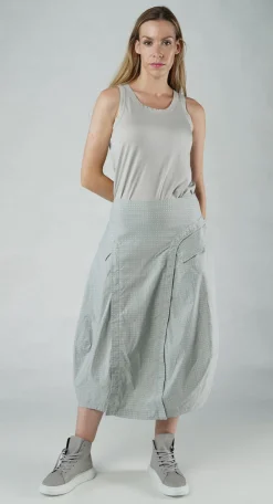Rundholz Black Label Skirts^PRE-ORDER - Tulip Skirt with Front Panel in Grey Print (Pictured in Grey Check)