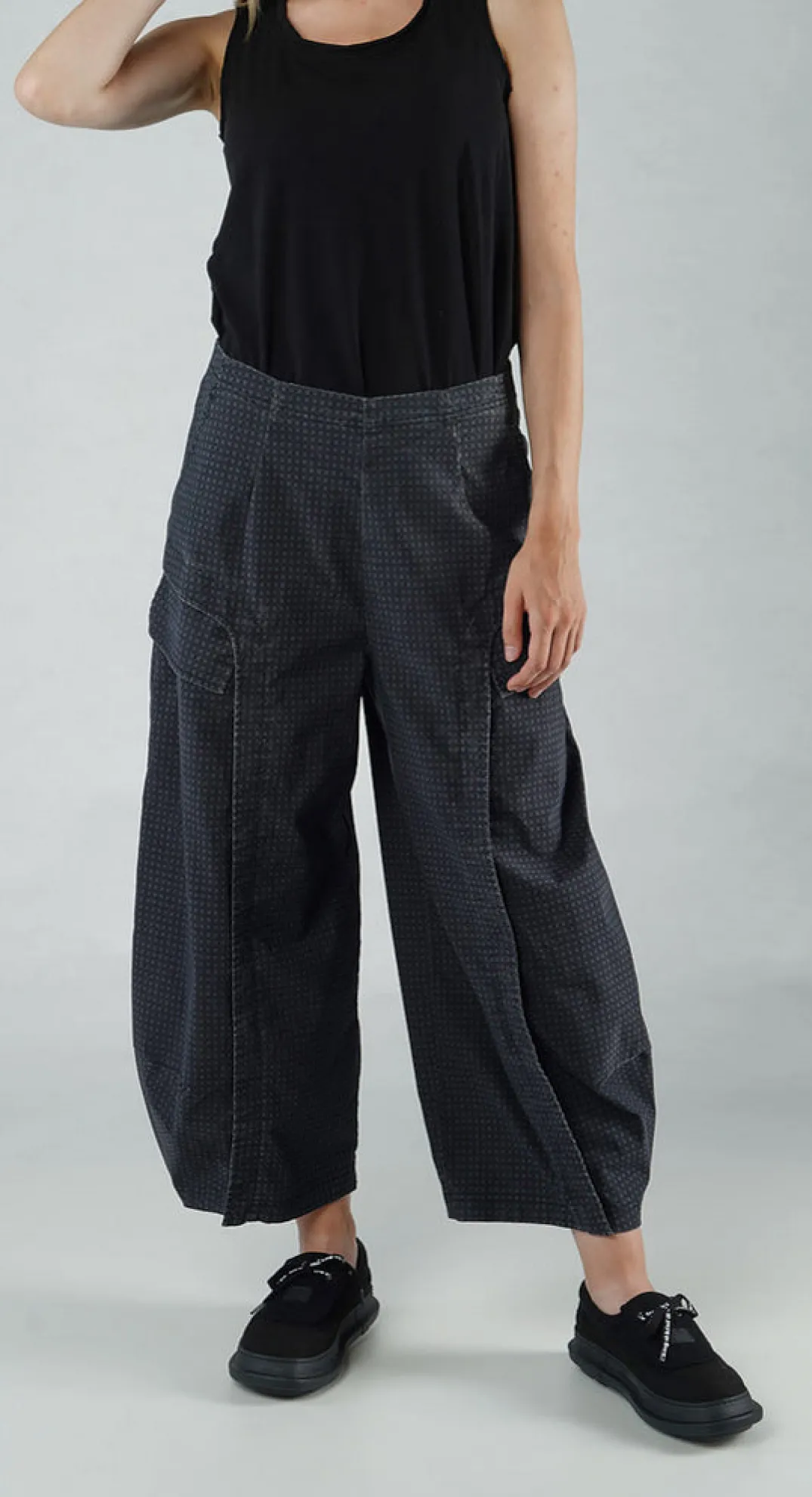 Rundholz Black Label Trousers^PRE-ORDER - Tulip Trousers with Front Panels in Black Print Tulip Trousers with Front Panels in Black Print (Pictured in Black Check)