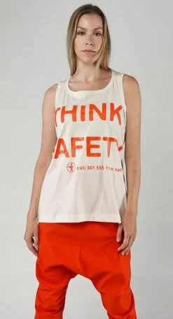 Rundholz Dip Tops^PRE-ORDER - Vest Top with Square Neckline in Bleach and Black Print (Pictured in Semi Bleach and Mandarine Print)