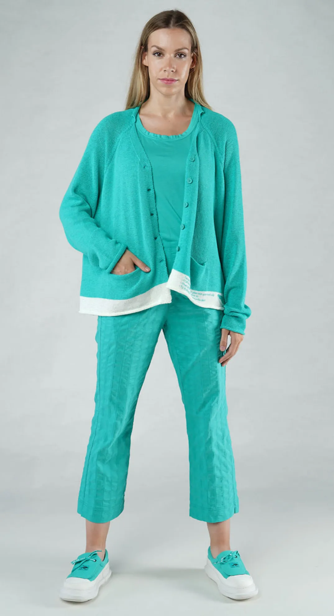 Rundholz Black Label Cardigans^PRE-ORDER - V-Neck Cardigan in Malibu Print (Pictured in Aqua Print)
