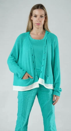 Rundholz Black Label Cardigans^PRE-ORDER - V-Neck Cardigan in Navy Print (Pictured in Aqua Print)