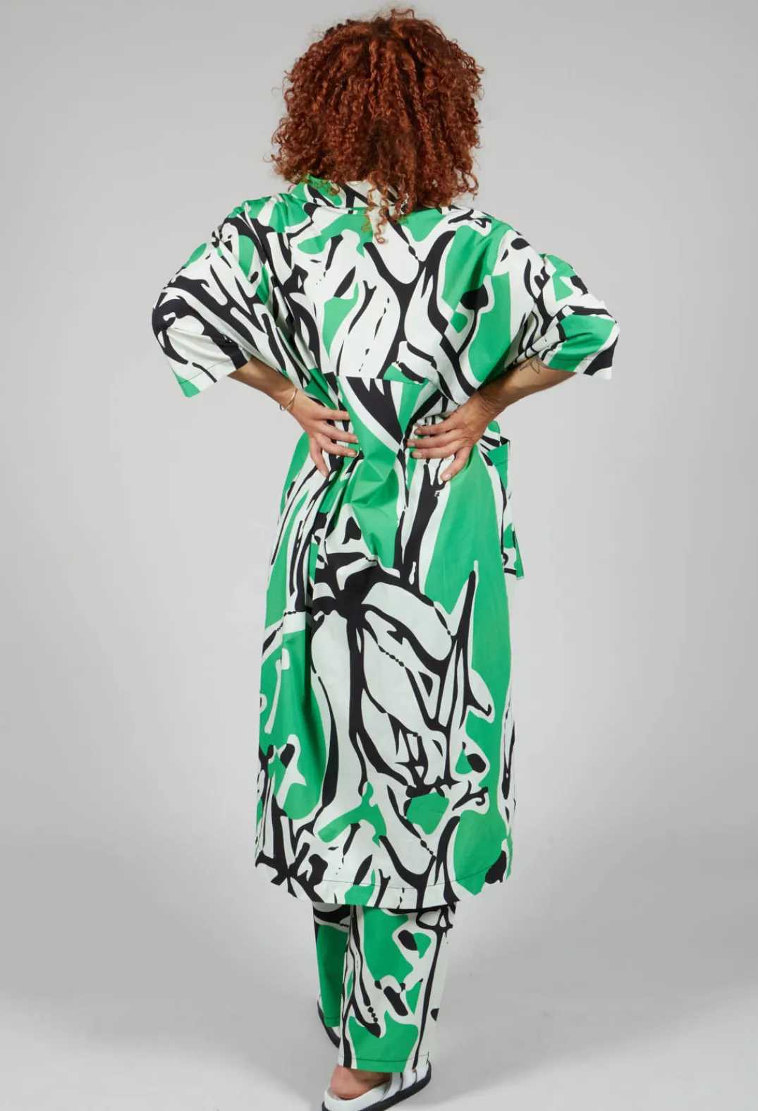 Bize Dresses^Print Patterned Shirt Dress in Original Green