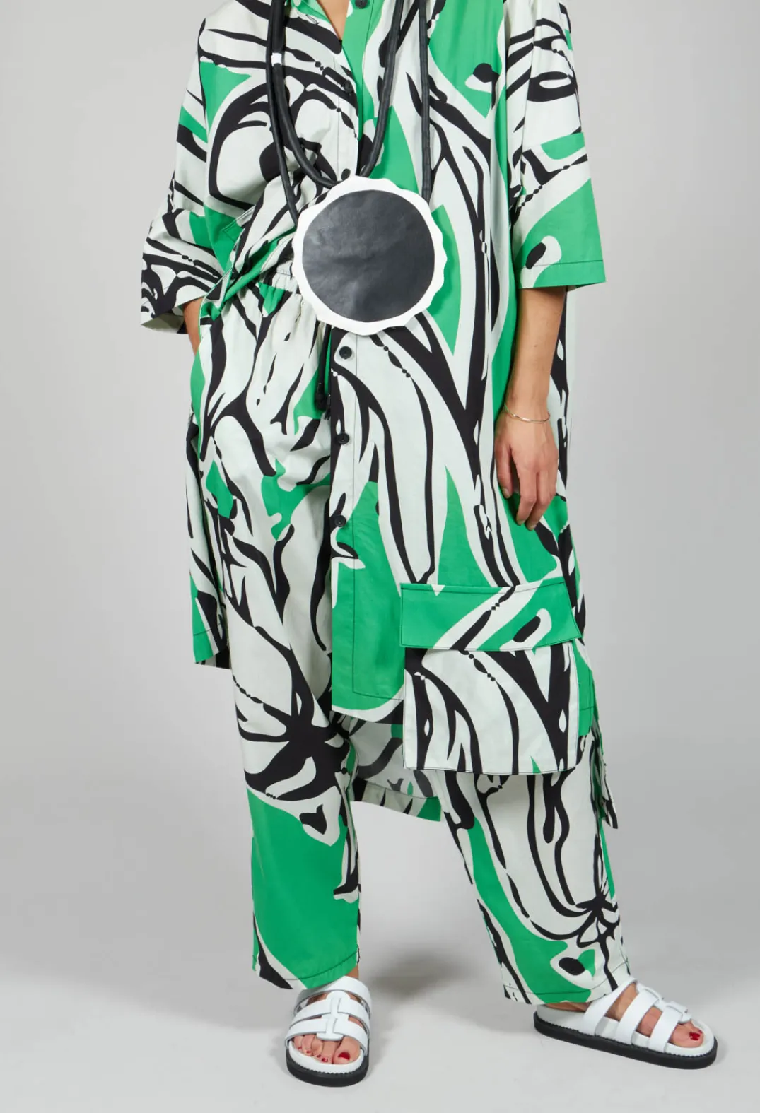 Bize Trousers^Print Patterned Trousers in Original Green