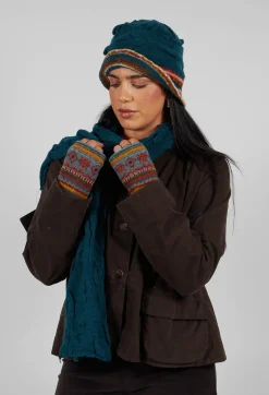 Butapana Gloves^Print Wool Gloves in Turquoise