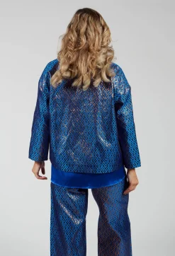 Niù Jackets^Printed Bomber Jacket in Sapphire