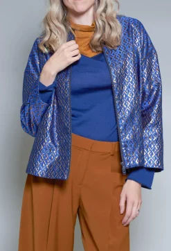 Niù Jackets^Printed Bomber Jacket in Sapphire