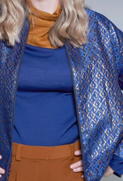 Niù Jackets^Printed Bomber Jacket in Sapphire