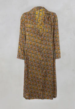 Maliparmi Coats^Printed Duster Coat in Senape/Fuxia