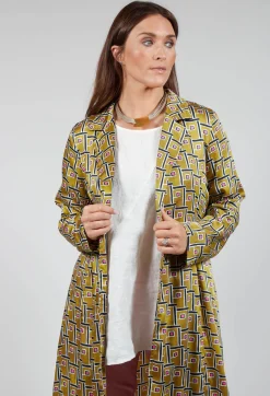 Maliparmi Coats^Printed Duster Coat in Senape/Fuxia