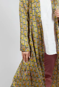 Maliparmi Coats^Printed Duster Coat in Senape/Fuxia